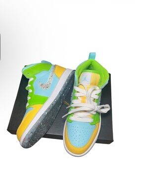 Jordan 1 Mid SE Sneakers - Blue/Green/Yellow